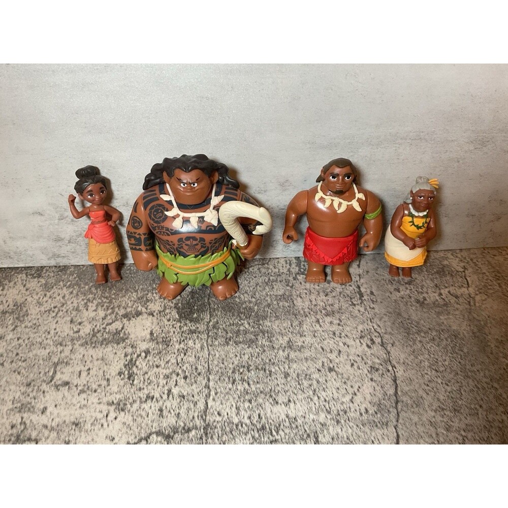 Disney Moana Figure Lot 4” Maui Gramma Tala Chief Tua Hasbro